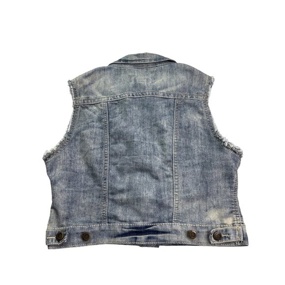 Hot Kiss Juniors Camouflage Denim Vest M Vtg Y2K Button Front Camouflage Camo - Picture 4 of 6